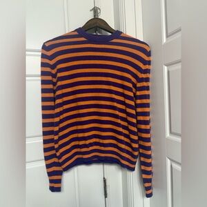 Zara woman’s Crewneck Sweater in Purple and Orange Stripes
